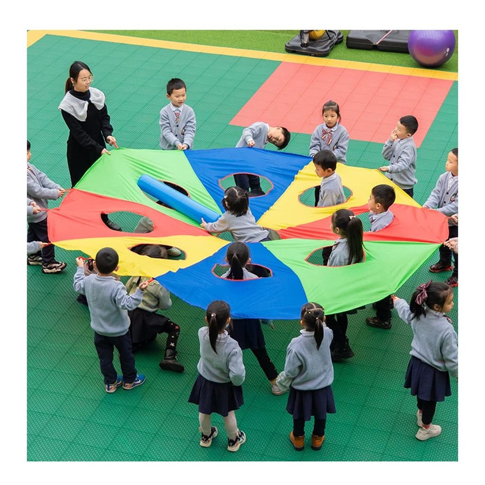 DJFKDYHPE Play Parachute Whack-a-mole Game, Nursery Outdoor Activity Game, 15-30 People Teamwork Game Parachute(5m/16.4ft)