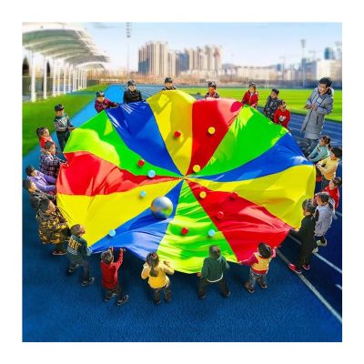 DJFKDYHPE Play Parachute Rainbow Parachute with Storage Bag, Nursery Balance & Coordination Parachute Game, Cooperative Outdoor Activity Game Parachute(6m/19.6ft)