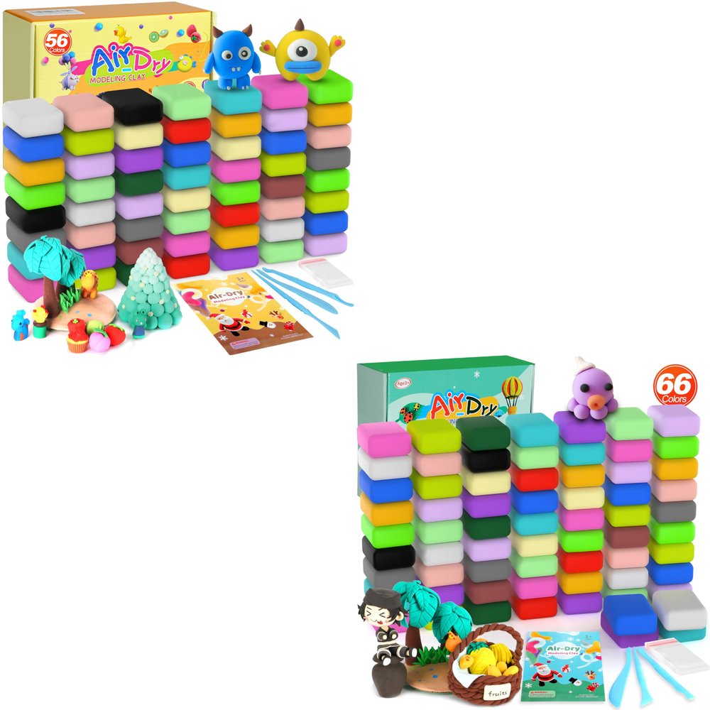ARTPAR Air Dry Clay 56+66 Colors, Modeling Clay for Kids,Model Magic Clay, DIY Molding Clay Starter Kit with Sculpting Tools, Soft & Ultra Light, Art and Crafts Gifts for Boys Girls Kids.