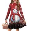 DISNIMO Girls Christmas Dress Cute Snowman Party Holiday Dress Size 9 10 Long Sleeve Casual Dress Kawaii Outfits Clothes for Little Girls Fall Winter Twirly Polos Dress Red Kids Costume view 1