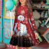 DISNIMO Girls Christmas Dress Cute Snowman Party Holiday Dress Size 9 10 Long Sleeve Casual Dress Kawaii Outfits Clothes for Little Girls Fall Winter Twirly Polos Dress Red Kids Costume view 3