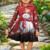 DISNIMO Girls Christmas Dress Cute Snowman Party Holiday Dress Size 9 10 Long Sleeve Casual Dress Kawaii Outfits Clothes for Little Girls Fall Winter Twirly Polos Dress Red Kids Costume view 4