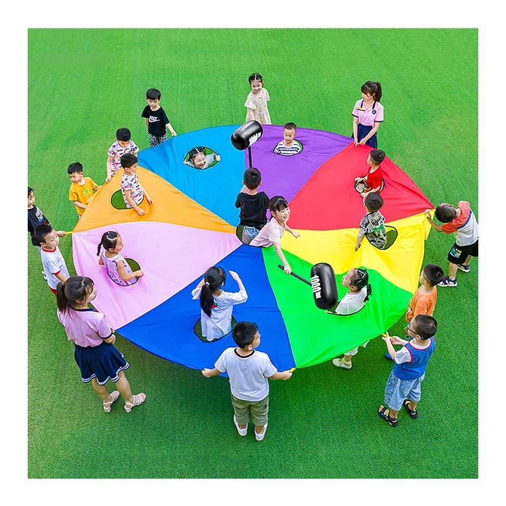 DJFKDYHPE Play Parachute Whack-a-mole Game, Play Parachute Sensory Game, Outdoor Parent-Child Interactive Garden Game Parachute(5m/16.4ft)