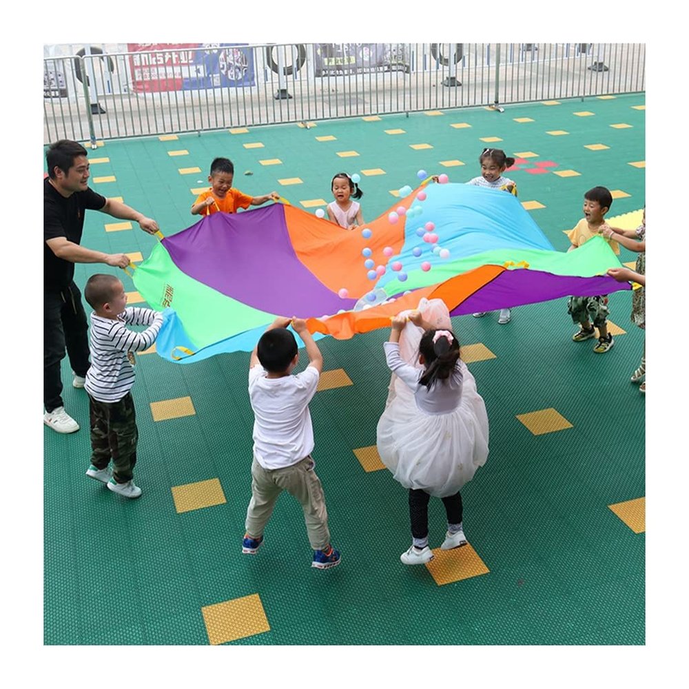 DJFKDYHPE Play Parachute Kids Outdoor Games, Nursery Physical Training Resistance Play Parachute Games, Body Coordination Training Parachute(4m/13.1ft)