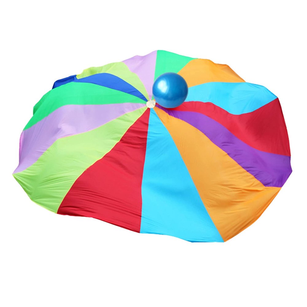 DJFKDYHPE Play Parachute Rainbow Parachute with Storage Bag, Nursery Balance & Coordination Parachute Play, Tear Resistant Oxford Cloth Parachute Parachute(6m/19.6ft)