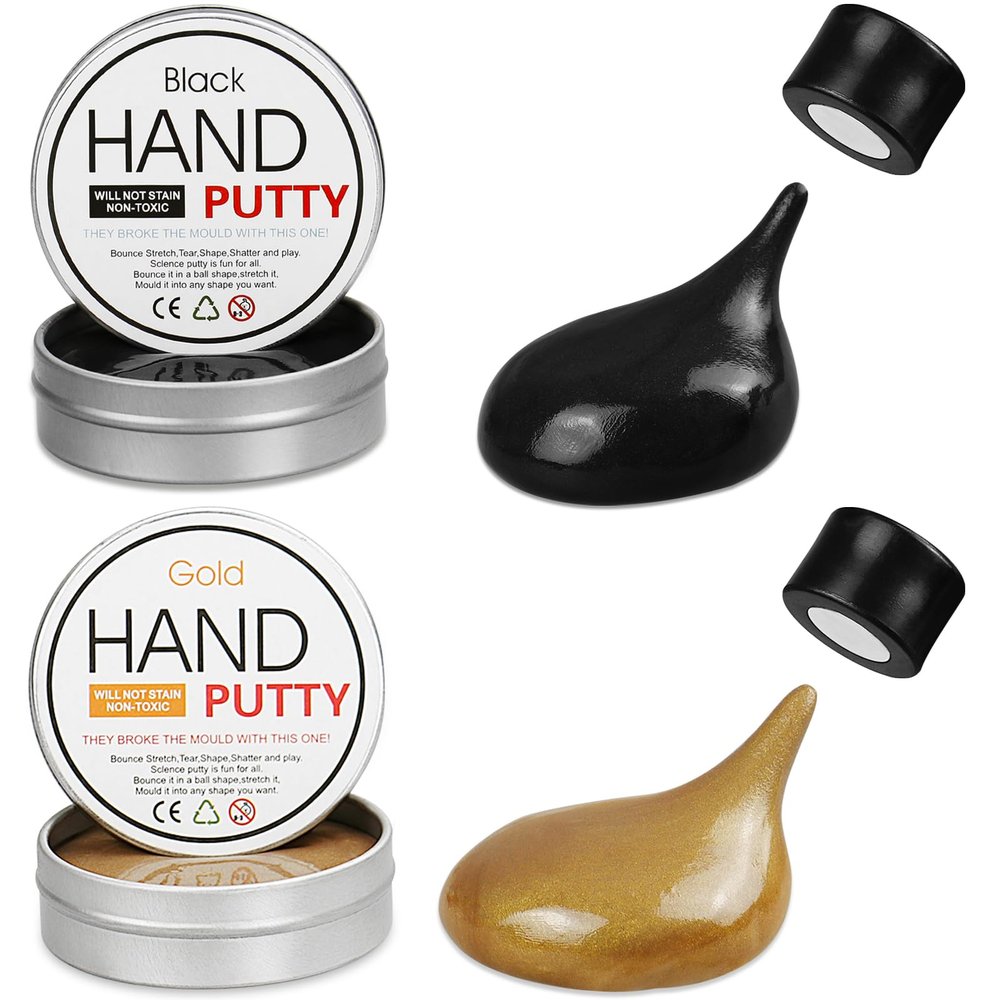 JOYPRO Magnetic Slime Putty, Magnetic Space Putty Slime with Upgraded Magnet Toys for Kids, Fidget Toy Stress Reliever Puddy for Christmas Birthday Gifts Stocking Stuffers(Black&Gold,2 Pack)