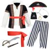 9 PCS Pirate Costume Kids Coat Pants Hat with Accessories Deluxe Set for Party Cosplay 10-11 Years view 1