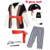 9 PCS Pirate Costume Kids Coat Pants Hat with Accessories Deluxe Set for Party Cosplay 10-11 Years view 3
