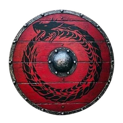 24-Inch Medieval Viking Shield  Handcrafted Wooden Round Shield with Intricate Dragon Design | Ideal for Historical Reenactments, Cosplay & LARP Battles