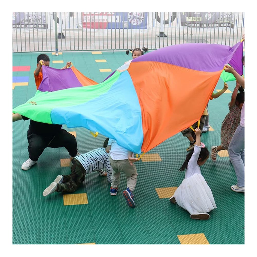 DJFKDYHPE Play Parachute Kids Outdoor Activities, Nursery Physical Training Resistance Play Parachute Games, Pull-Resistant Oxford Cloth Parachute(6m/19.6ft)