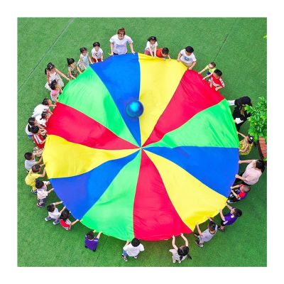 DJFKDYHPE Play Parachute Rainbow Parachute with Storage Bag, Parachute Games for Kids & Adults Outdoor Activities, Durable Oxford Cloth Parachute Parachute(6m/19.6ft)