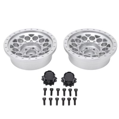 2pcs RC Wheel Rim Set, Professional Aluminum Alloy Wheel Hub for Axial SCX6 1/6 RC Car (Silver