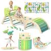 KidsBuddy Pikler Triangle Set with Cushion 9 in 1 Climbing Toys for Toddlers 1-3 Indoor Baby Climbing Gym Toddler Montessori Toys Wooden Toy with Maze Toy, Shape Sorter, Dinosaur Car view 1