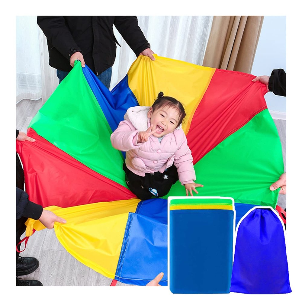 DJFKDYHPE Play Parachute Kids Outdoor Activities, Teamwork Parachute Game, Garden/Lawn/Beach/Backyard Games Parachute(3m/9.8ft)