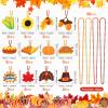Tondiamo 54 Pcs Thanksgiving Beaded Necklace Bulk Fall Necklaces Party Favors with Turkey Pumpkin Maple Leaf Pendants Decor for Thanksgiving Autumn Harvest Costume Accessories, 12 Styles view 3