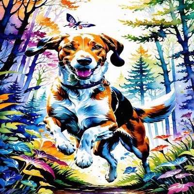 1000 Piece Colorful Animals Adult and Teen Puzzles-Happy Running Themed Puzzles-English Foxhound Puzzles,Fun and Challenging Gifts for Friends Bedroom Decorative Art 20x28.8inch