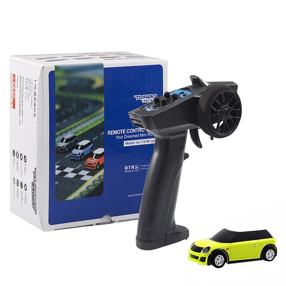 Actualia 1:76 Turbo Racing Sport Car with P31 Remote Control, 2.4Ghz 3CH Electric Racing Cars Table Mini Remote Control High-Speed Vehicles for Adults - RTR Version