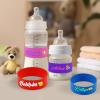 2 Pcs Personalized Water Bottle Labels, Waterproof Bottle Name Bands, Silicone Sippy Cup Strap Washable Daycare Labels Cute Bottle Tag for New Mom view 2