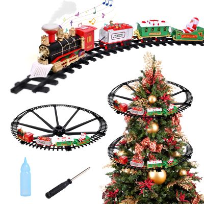 Bextcery Christmas Train Set, Christmas Decorations Indoor, Train Toys with Light & Sound & Smog, Hanging Christmas Train Sets for Around The Tree for Toddlers Kids Boys Girls 3 4 4-8