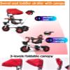 Swivel seat Kids Stroller tricycles,Toddler Trolley for Age 1-5,Parent Steering Push Trike with Removable Canopy and Push Handle,Titanium Wheel,Rear Wheel with Brakes (White Green Titanium Wheel) view 4