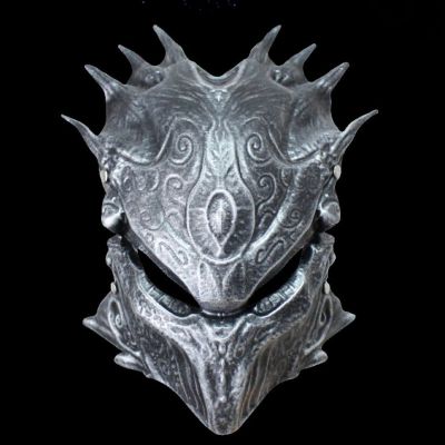 XMKJCHA Resin Predator Cosplay Mask Halloween Party Game Costume Predator Warrior Mask Props(Silver - a)