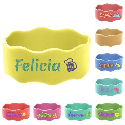 1 Pcs Personalized Water Bottle Name Bands for Daycare, Reusable Bottle Labels Washable Bottle Tag Printable Name Sippy Cup Strap for Boys and Girls