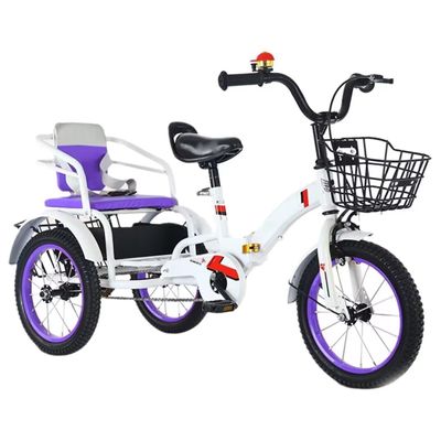 SAeWare Pedal tricycles for Age 3-10,Outdoor Trike,Chain Bike,Tandem trikes with Rear seat,Folding tricycles with Single Brake,3 Wheelers,Spoke Pneumatic Wheel (Purple 18 in 18 in)