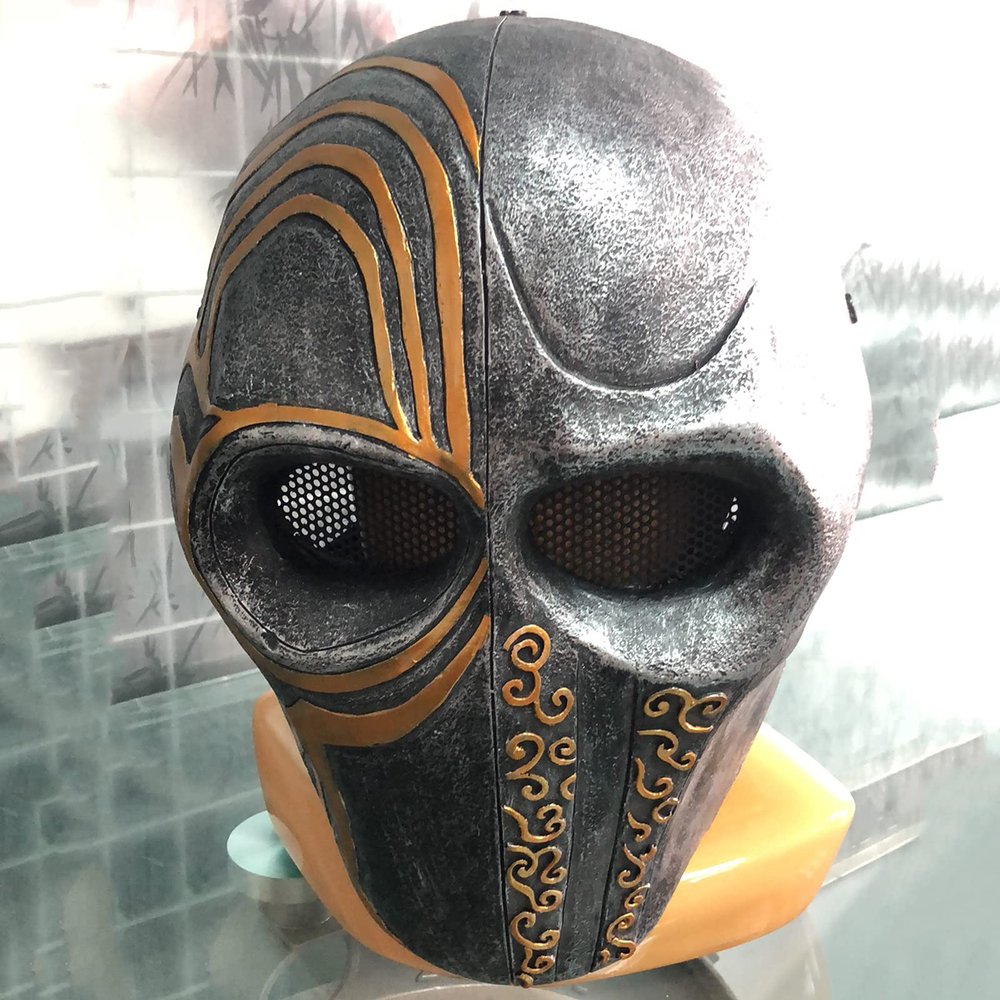 XMKJCHA Horror Army Deathstroke Airsoft Mask Paintball Cosplay Halloween Costume Mask Props(Ancient Silver-b)