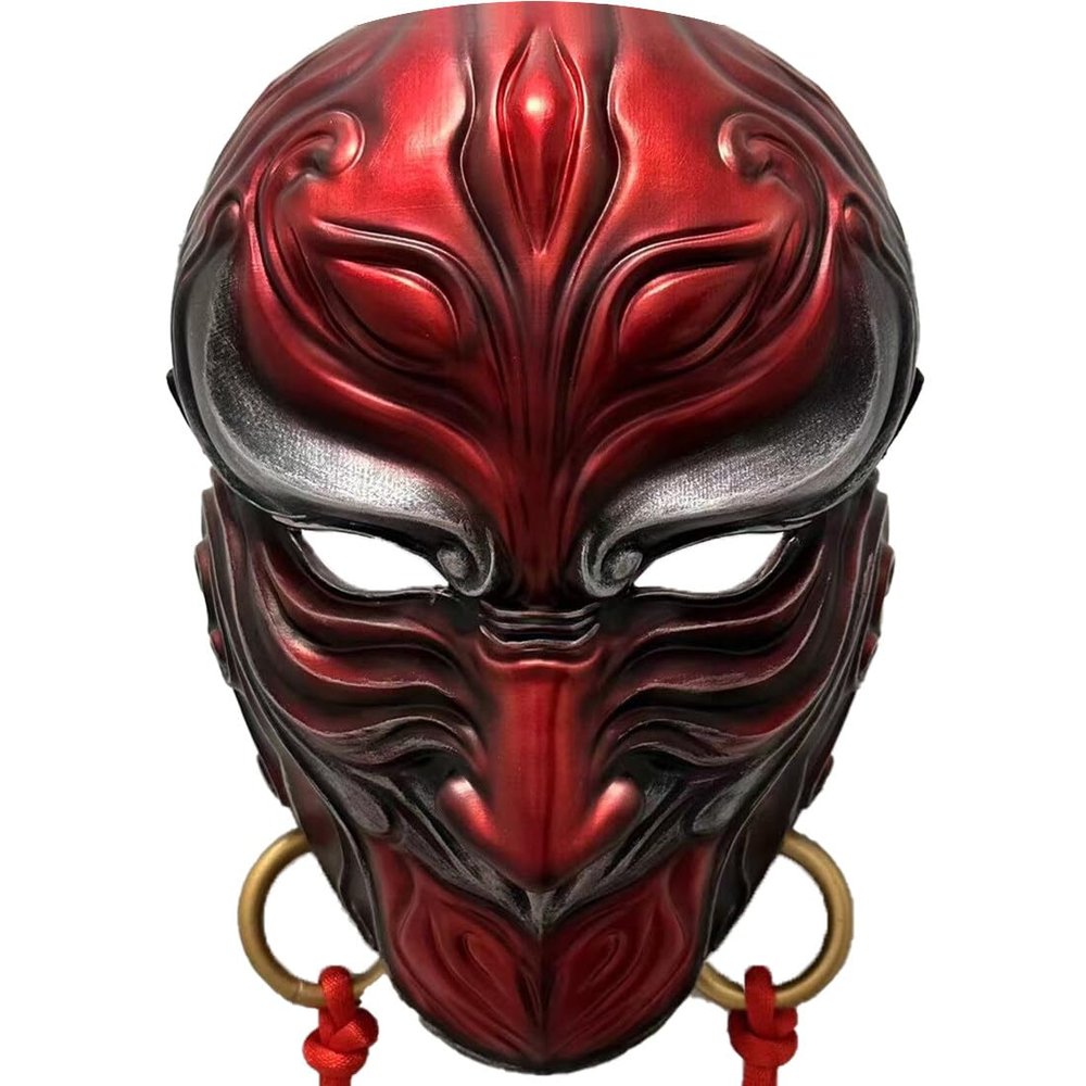 XMKJCHA Newcomer Japanese Mask Halloween, Longhorn Hannya Mask Painted Pendant Props Wearable Masks for Cosplay Party(Type 9)