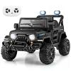Costzon 12V Kids Ride on Truck Car, Electric Vehicle w/Remote Control, Threaded Wheels, 3 Speeds, LED Lights, Music, Horn & Wireless Connection, Battery Powered Ride on Toy for Boys & Girls 3+ (Black) view 1