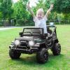 Costzon 12V Kids Ride on Truck Car, Electric Vehicle w/Remote Control, Threaded Wheels, 3 Speeds, LED Lights, Music, Horn & Wireless Connection, Battery Powered Ride on Toy for Boys & Girls 3+ (Black) view 2