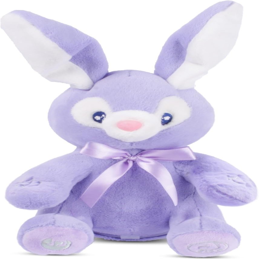 Dimple Bella Bunny Stuffed Animal - Animated Interactive Soft Bunny Plush Toy with Peek-a-Boo Feature and Singing Songs - Perfect Christmas Baby Stuffed Animal Gift for Ages 0 and Up, Purple