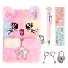 PrinBarBee Cat Diary for Girls with Lock and Keys,Tie-Dye Fuzzy Journal for Kids,Hardcover Fluffy Locking Notebook for Writing and Drawing,4-12 Year Old Girl Birthday (A Star-Cat) view 1