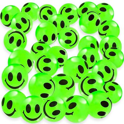 Playbees Glow in The Dark Smile Face Bouncing Balls Bulk 36 Pieces Rubber 1 inch High Bounce Balls for Kids Vending Machines Balls Christmas Party Favors Goodie Bag Stuffers for Boys and Girls Ages 3+