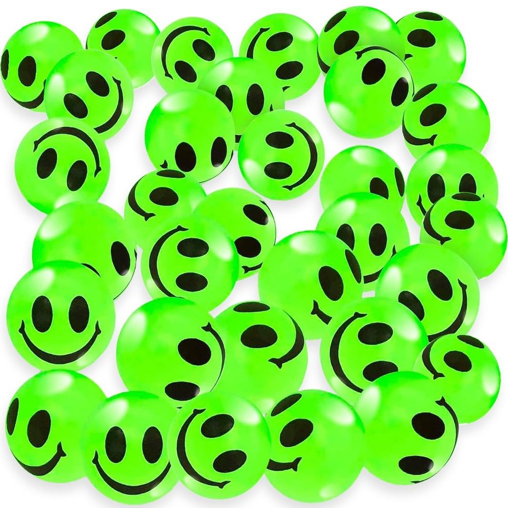 Playbees Glow in The Dark Smile Face Bouncing Balls Bulk 36 Pieces Rubber 1 inch High Bounce Balls for Kids Vending Machines Balls Christmas Party Favors Goodie Bag Stuffers for Boys and Girls Ages 3+