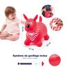 Ludi - Red Jumping Dog - 58x27x48cm - Dynamic PVC Toy with Customisable Bandana - for Indoor and Outdoor Use - Ergonomic Handles - Includes Inflation System - from 10 Months view 3