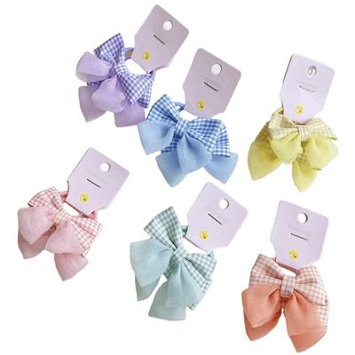 12 Pieces Adorable Girls Hair Ties, Gingham Bows, Assorted Colors