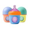 Boon Nursh Reusable Silicone Pouch Baby Bottles - Slow Flow Nipple - Silicone Baby Bottle Pouch and Nipple - Baby Feeding Essentials - Color Block - 0-3 Months - 3 Count - 4 Ounce view 1