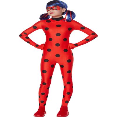 InSpirit Designs Miraculous Ladybug Child Costume with Wig, Girls's Red and Black Superhero Jumpsuit
