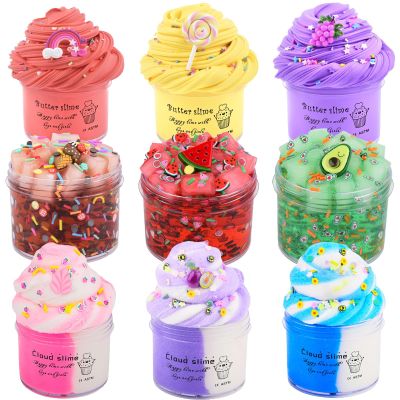 9 Pack Slime Kit - 3 Jelly Cube Crunchy, 3 Cloud, and 3 Butter Slimes - Premade Clear Non-Sticky Toy for Girls & Boys - Super Soft Party Favor for Kids