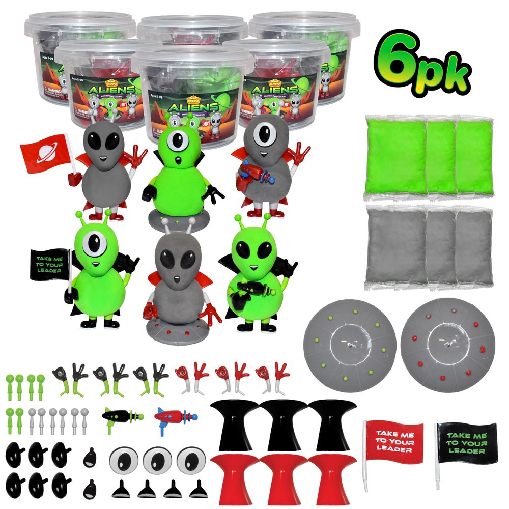 Build Buddiez DIY Aliens Craft Kit  6 Pack | Build, Decorate & Display Air-Dry Clay Alien | Creative Arts & Crafts Activity for Kids Ages 5+ | Great for Parties, Gifts & Trick or Treating