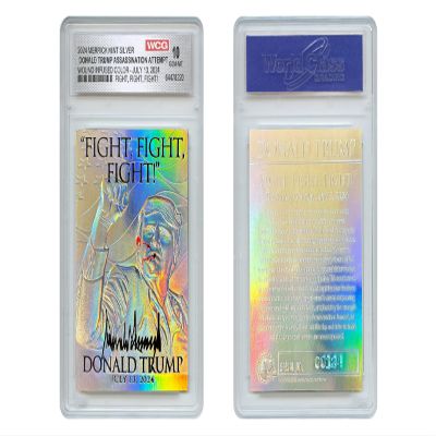 Donald Trump Assassination Attempt Fight Wound Infused Color Silver Holo Card - Graded Gem-Mint 10