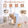 EERKEOD Toy Coffee Maker for Kids Wooden Kids Coffee Maker Playset for Toddlers Play Kitchen Accessories Gift for Girls and Boys view 2