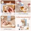 EERKEOD Toy Coffee Maker for Kids Wooden Kids Coffee Maker Playset for Toddlers Play Kitchen Accessories Gift for Girls and Boys view 4