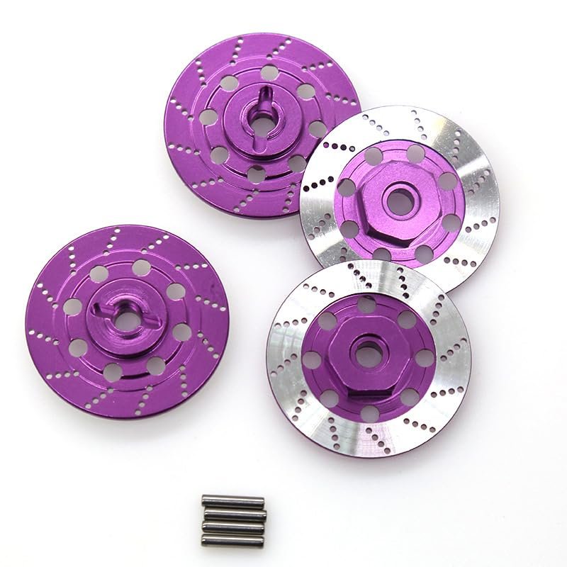 4pcs Metal Brake Disc Wheel Hex Hub Adapter 12mm for Tamiya TT01 TT02 HPI HSP 94123 for Sakura D4 1/10 RC On Road Racing Car(Purple)