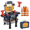 Deejoy Kids Bench with Realistic Tools & Electric Drill, 79 Pcs Realistic Toy Tools with Clothes, Toddler Learning Gift for Boys & Girls Age 3-5 (Blue) 32x26.6x14.4 in view 1