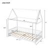 NCKMYB Eye-catching Design Twin Size House-Shaped Playhouse Bed with Roof and Height Guardrails,Wood Low Montessori Bed Frame with LED Light and Wood Slat Support,for Kids Teens Girls Boys view 2