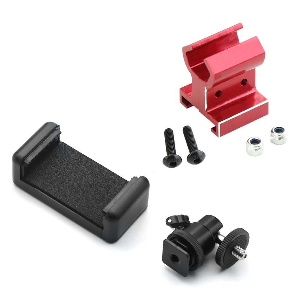 Metal for TQi Transmitter Phone Mount Holder for TRAXXAS TRX4 TRX6 E-Revo Slash RUSTLER T-Maxx E-Maxx RC Car Upgrade Parts(Red)