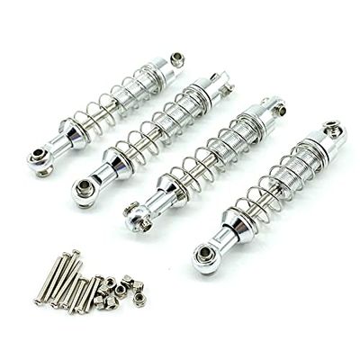 DAIHAOUU for WPL C14 C24 for MN D90 D91 D96 D99 D99S for MN90 MN98 MN99S 4pcs Metal Shock Absorber Damper RC Car Upgrades Parts Accessories(Silver)
