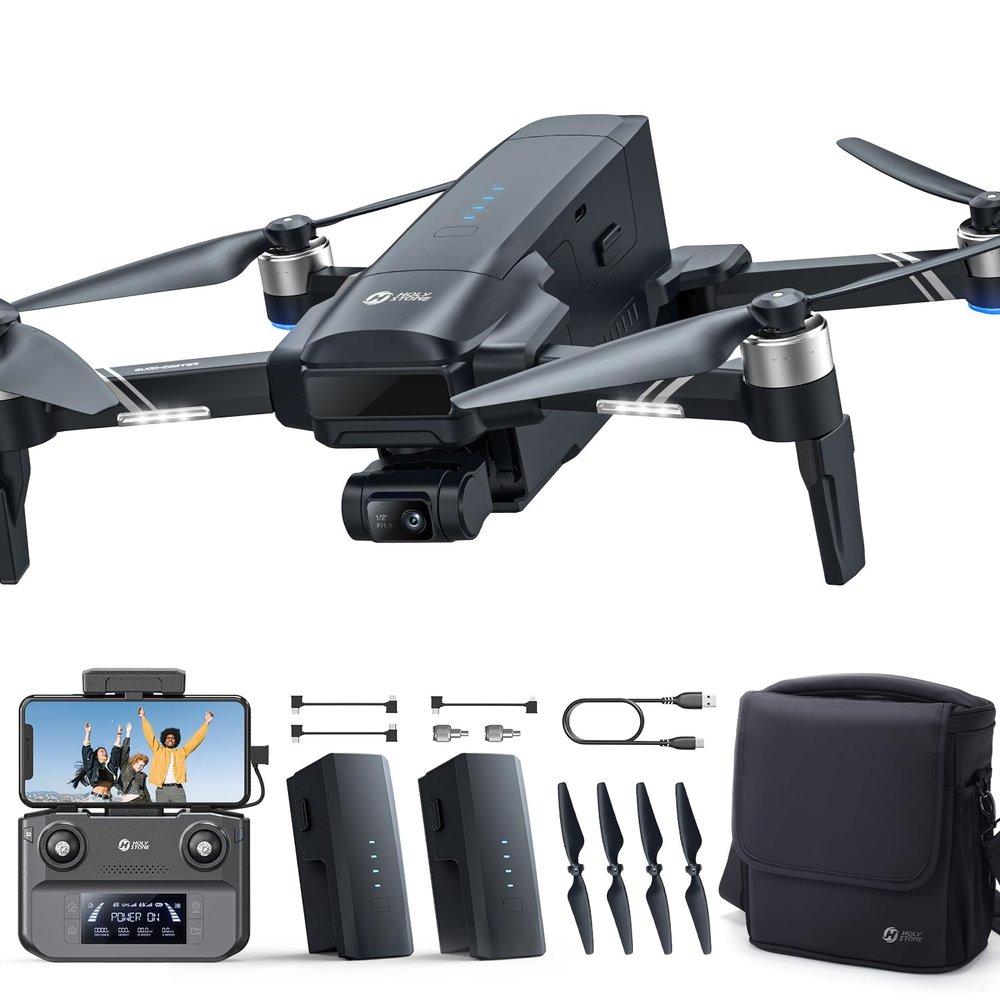 Holy Stone HS600D Drone with Camera for Adults 4K/30fps Video, 48MP/8K Photo, 3-Axis Gimbal with EIS, Level-6 Wind Resistance, 80-Min Flight Time, 6KM Long-Range Transmission, Smart Track, QuickShots